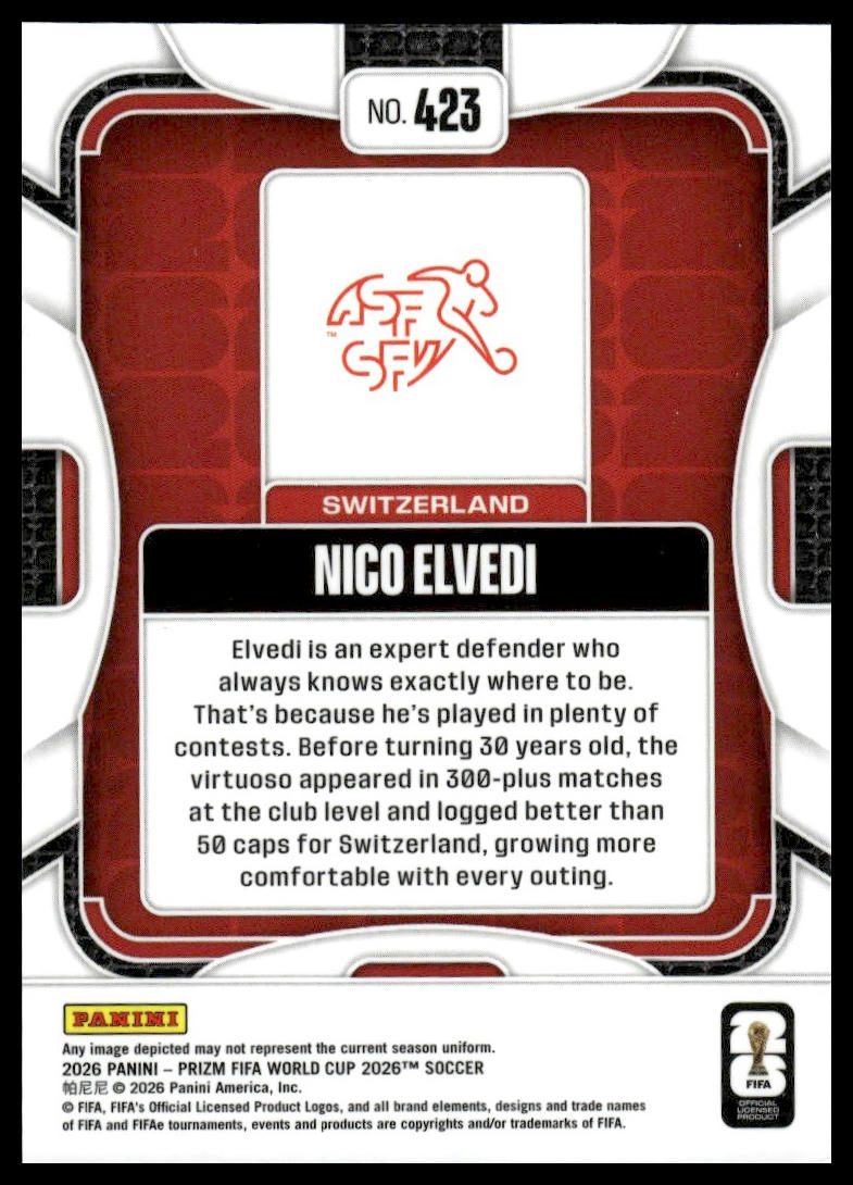 2026 Panini Prizm FIFA World Cup #423 Nico Elvedi Silver Prizm