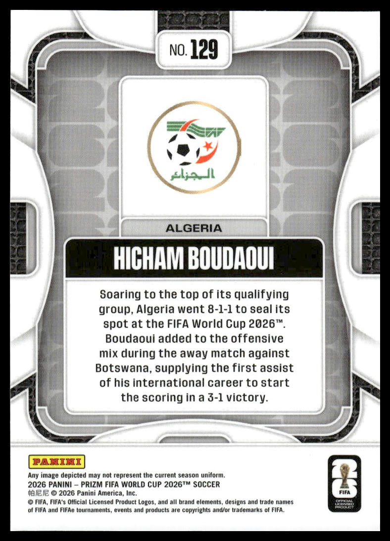 2026 Panini Prizm FIFA World Cup #129 Hicham Boudaoui Silver Prizm