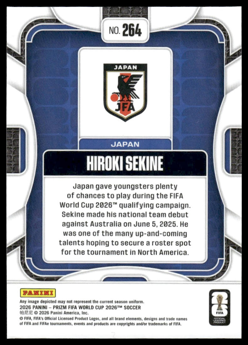 2026 Panini Prizm FIFA World Cup #264 Hiroki Sekine Silver Prizm