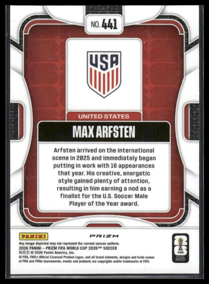 2026 Panini Prizm FIFA World Cup #441 Max Arfsten Disco Prizm