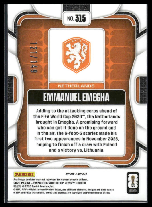 2026 Panini Prizm FIFA World Cup #315 Emmanuel Emegha Teal Disco Prizm #/149