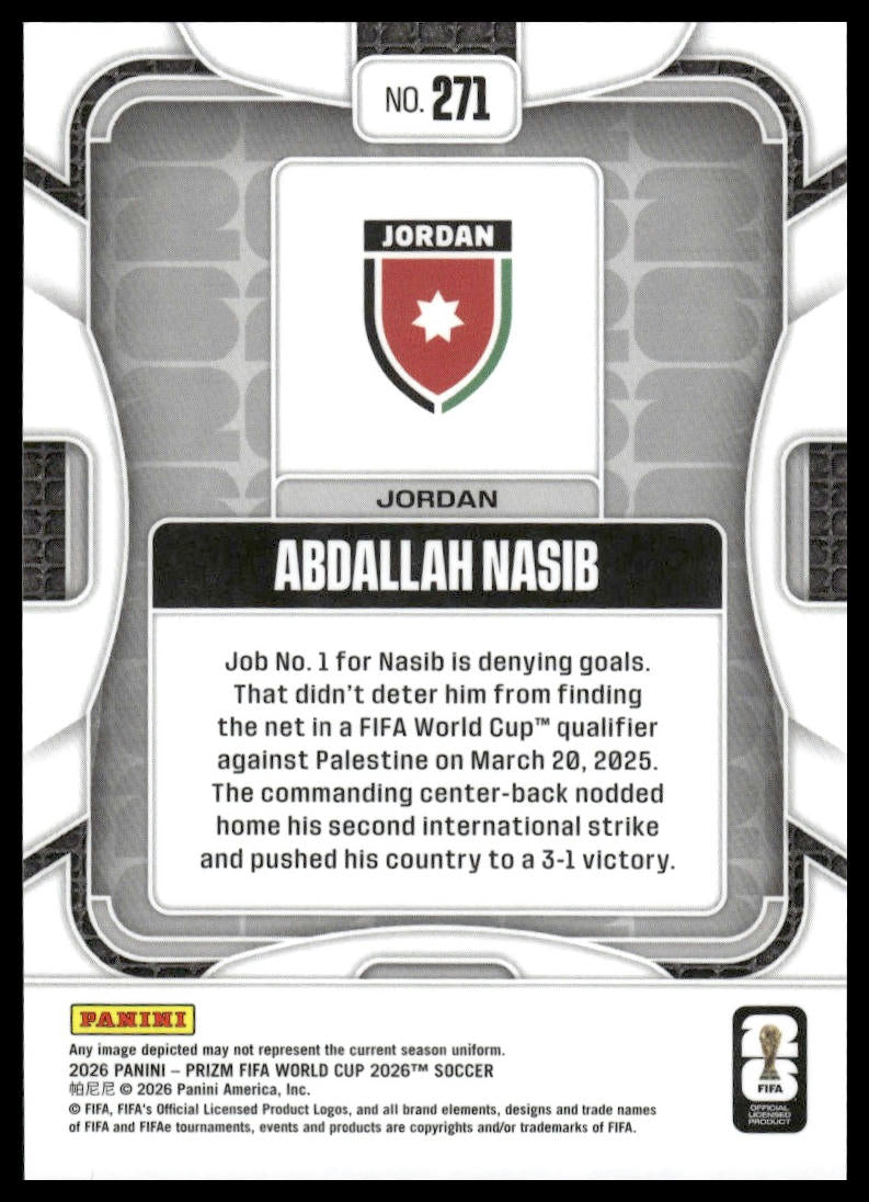 2026 Panini Prizm FIFA World Cup #271 Abdallah Nasib Silver Prizm