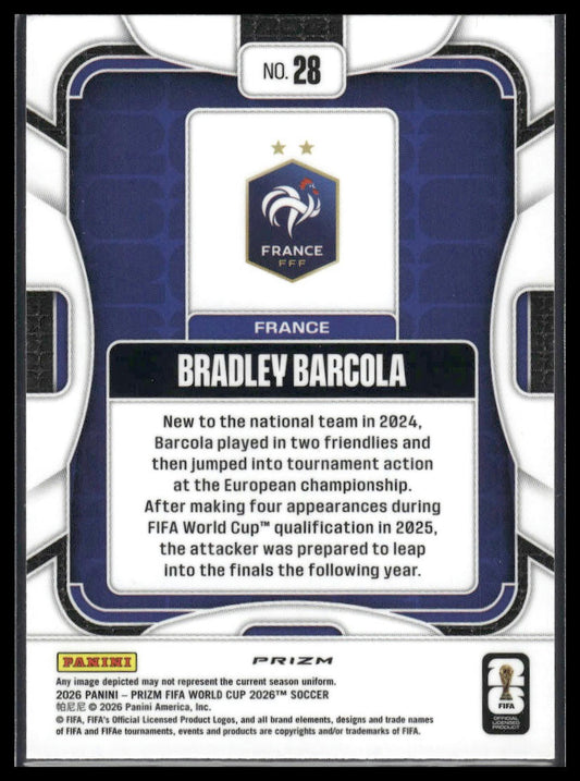 2026 Panini Prizm FIFA World Cup #28 Bradley Barcola Silver Prizm