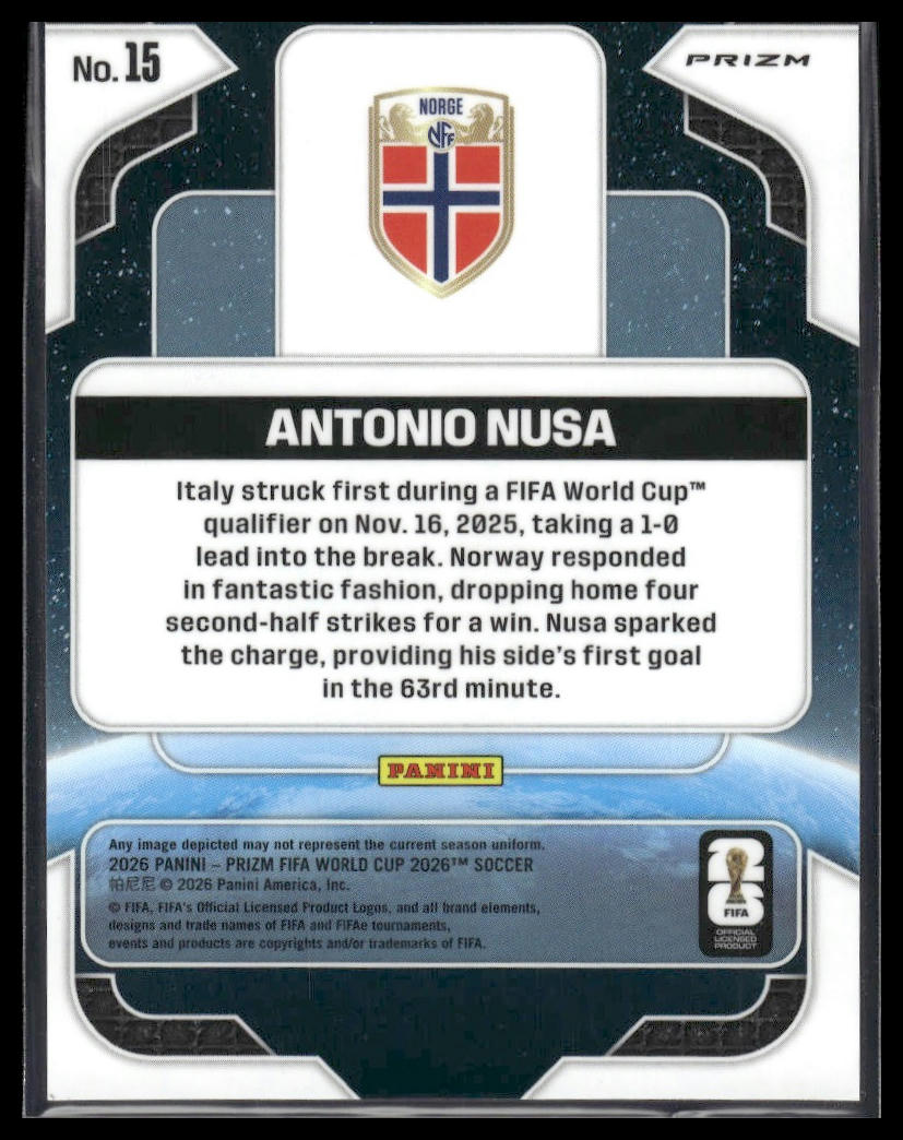 2026 Panini Prizm FIFA World Cup #15 Antonio Nusa Global Reach