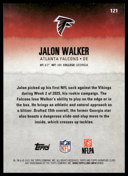 Jalon Walker 2025 Topps Signature Class #121 Blue & Yellow RC