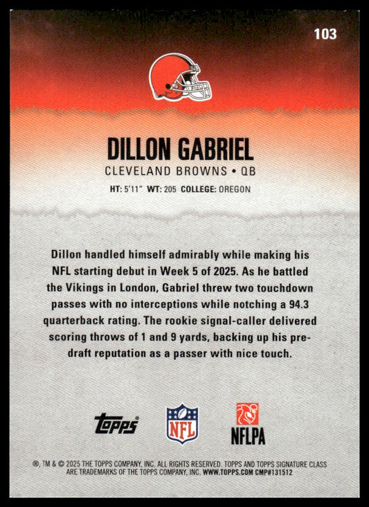 Dillon Gabriel 2025 Topps Signature Class #103 Blue & Yellow RC