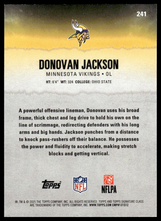 Donovan Jackson 2025 Topps Signature Class #241 Blue & Yellow RC