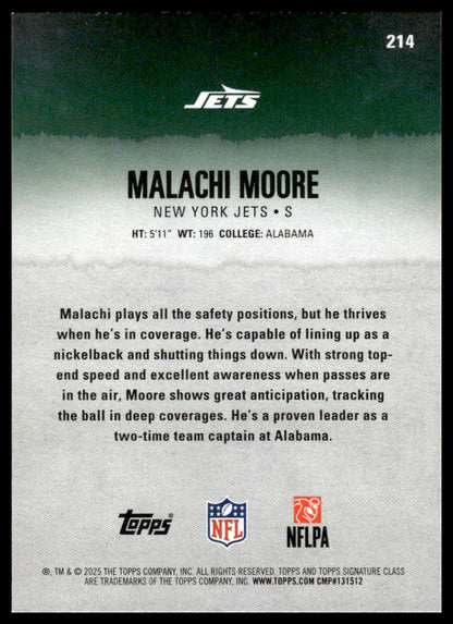 Malachi Moore 2025 Topps Signature Class #214 Green & Purple RC
