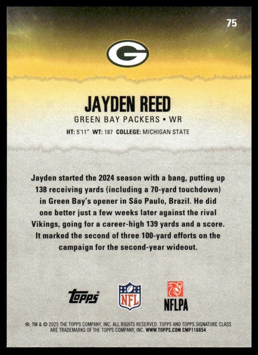Jayden Reed 2025 Topps Signature Class #75 Chrome