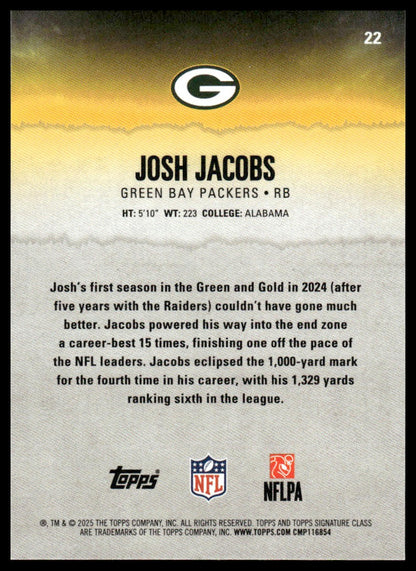 Josh Jacobs 2025 Topps Signature Class #22 Chrome