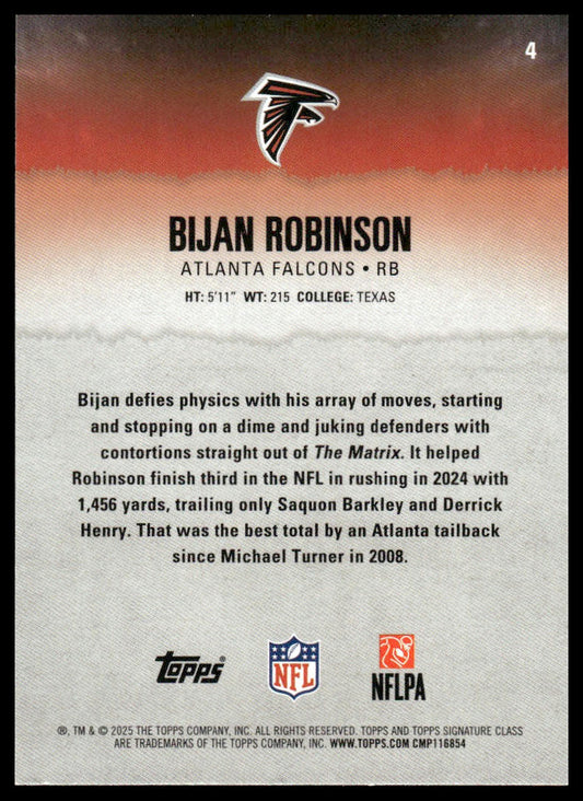Bijan Robinson 2025 Topps Signature Class #4 Red & Black