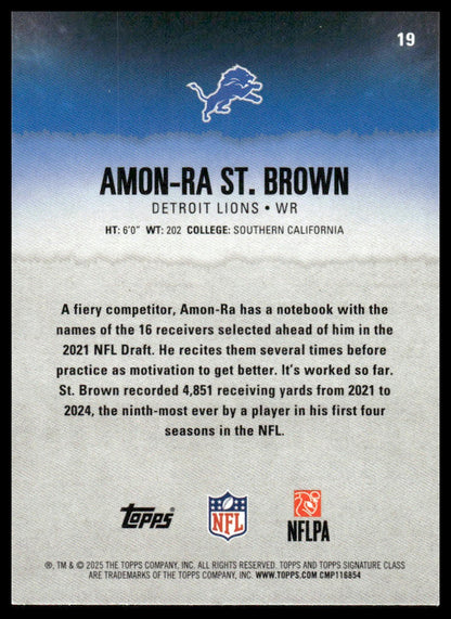 Amon-Ra St. Brown 2025 Topps Signature Class #19 Green & Purple