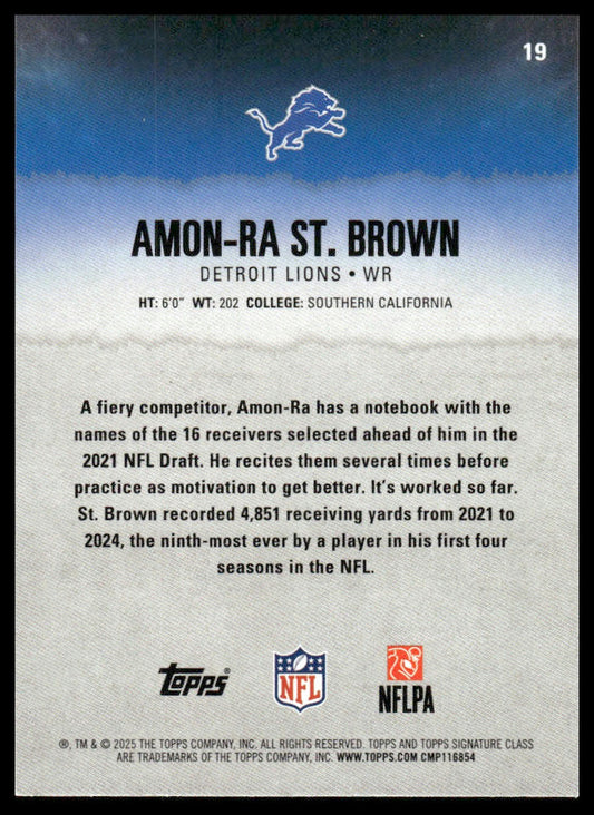Amon-Ra St. Brown 2025 Topps Signature Class #19 Green & Purple