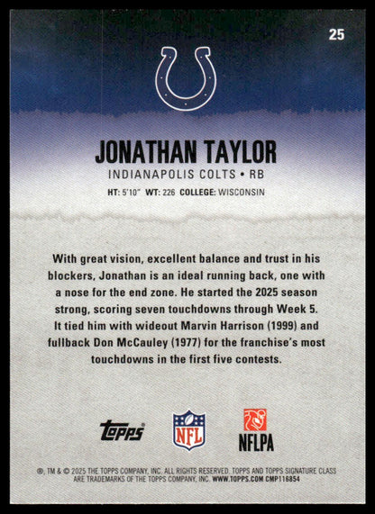 Jonathan Taylor 2025 Topps Signature Class #25 Green & Purple