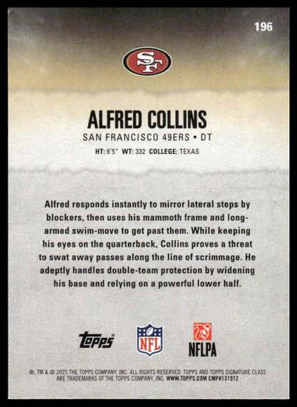 Alfred Collins 2025 Topps Signature Class #196 Chrome RC