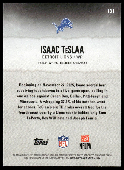 Isaac TeSlaa 2025 Topps Signature Class #131 Blue & Yellow RC