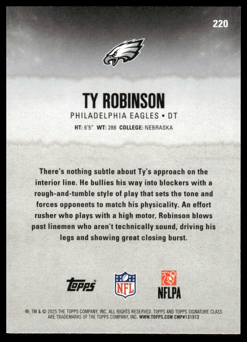 Ty Robinson 2025 Topps Signature Class #220 Blue & Yellow RC