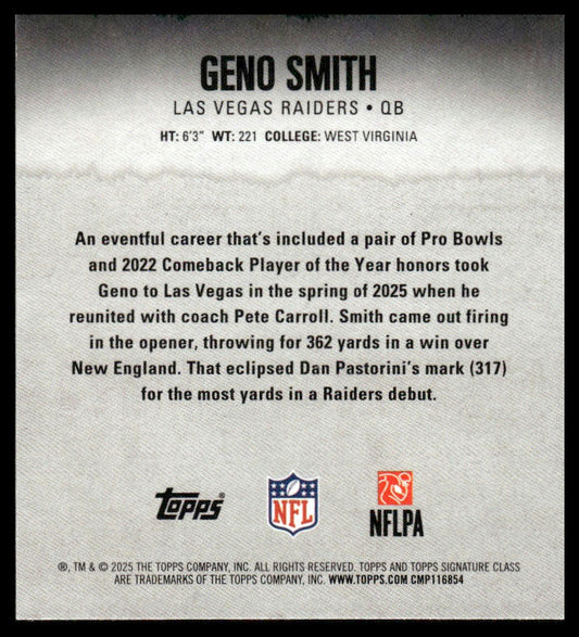 Geno Smith 2025 Topps Signature Class #84 Blue & Yellow