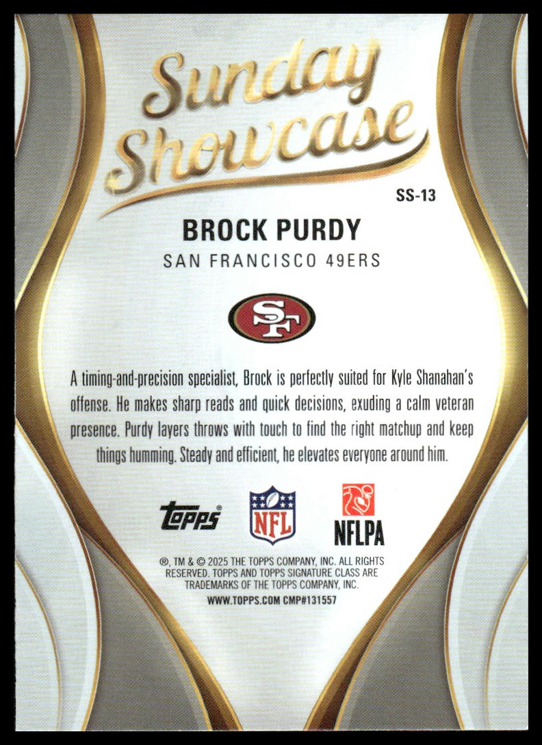 Brock Purdy 2025 Topps Signature Class #SS-13 Sunday Showcase