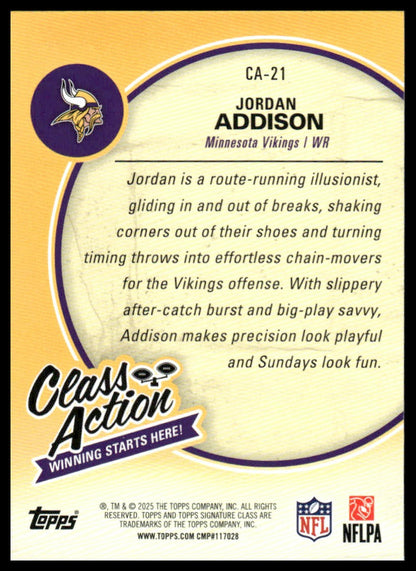 Jordan Addison 2025 Topps Signature Class #CA-21 Class Action