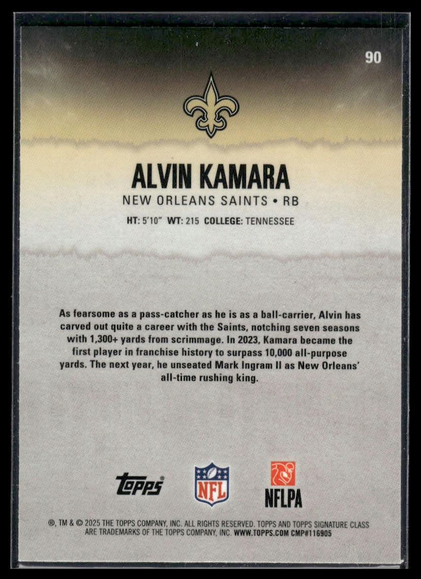 Alvin Kamara 2025 Topps Signature Class #90 Chrome