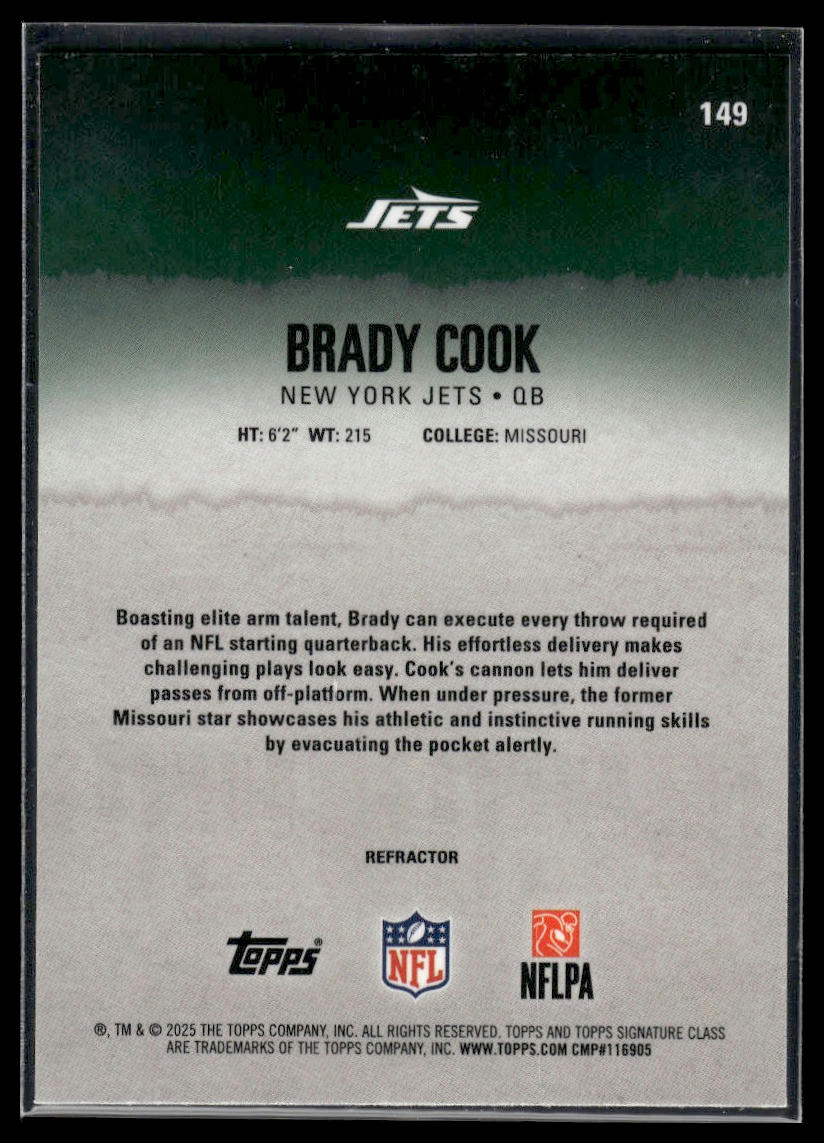 Brady Cook 2025 Topps Signature Class #149 Chrome RC