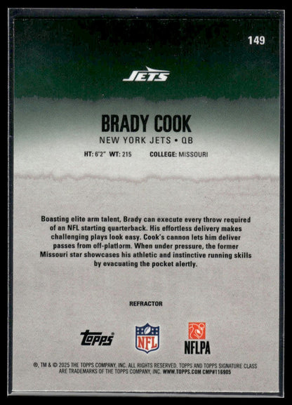 Brady Cook 2025 Topps Signature Class #149 Chrome RC