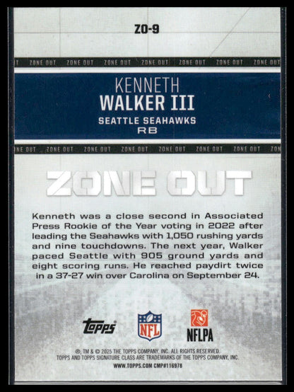 Kenneth Walker III 2025 Topps Signature Class #ZO-9 Zone Out