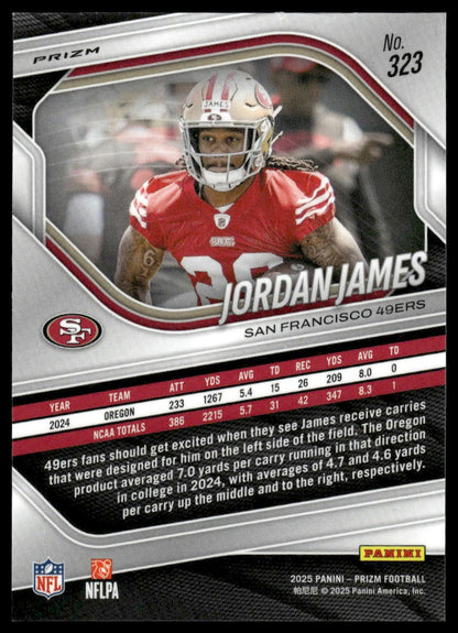 Jordan James 2025 Panini Prizm #323 Orange Ice