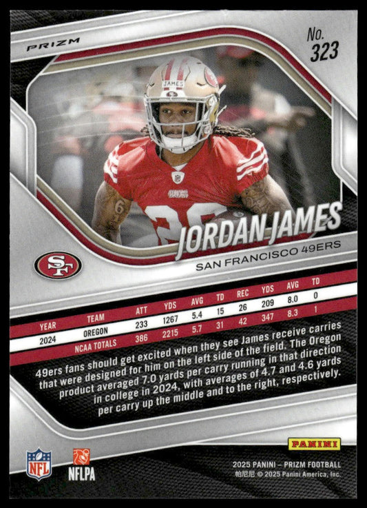 Jordan James 2025 Panini Prizm #323 Orange Ice