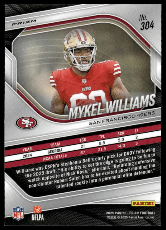 Mykel Williams 2025 Panini Prizm #304 Green Flash