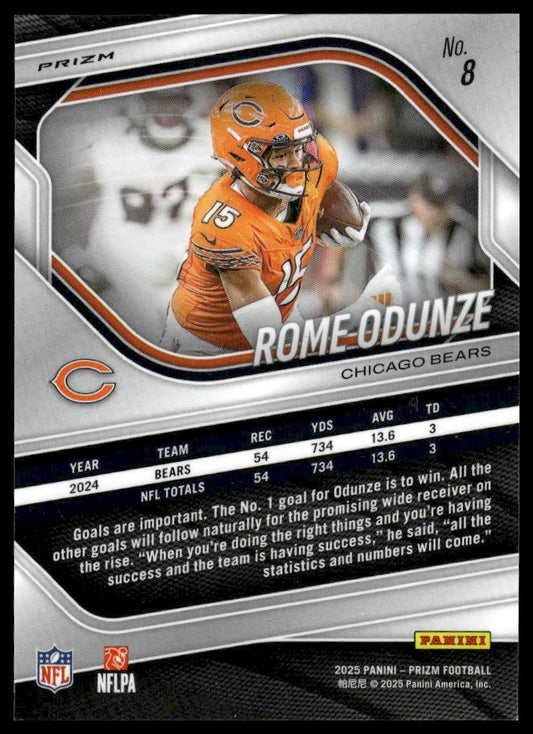 Rome Odunze 2025 Panini Prizm #8 Silver