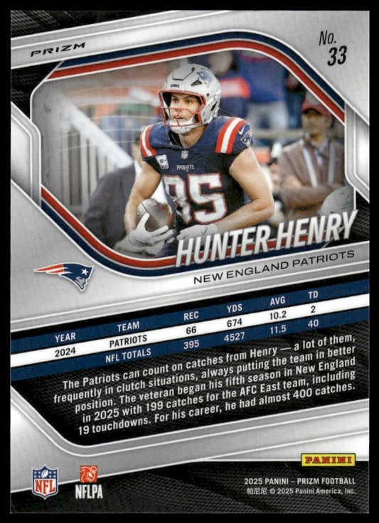 Hunter Henry 2025 Panini Prizm #33 Red White and Blue