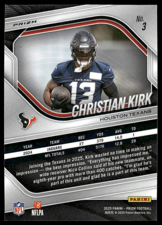 Christian Kirk 2025 Panini Prizm #3 Red White and Blue