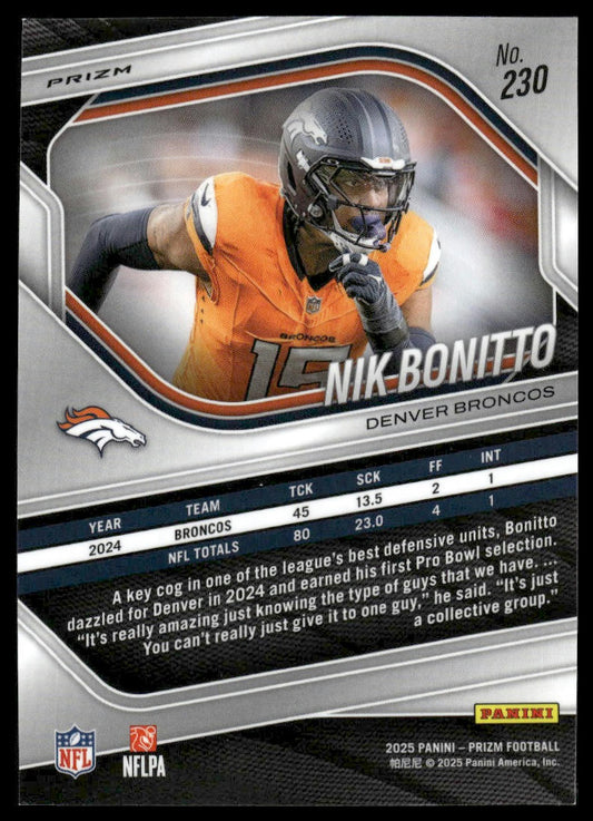 Nik Bonitto 2025 Panini Prizm #230 Silver
