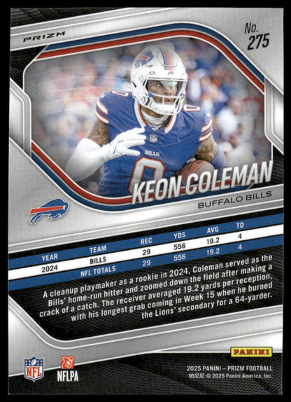 Keon Coleman 2025 Panini Prizm #275 Red White and Blue