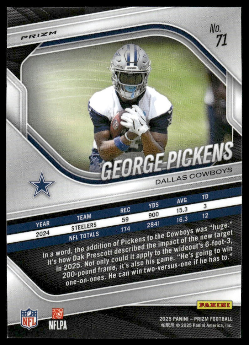 George Pickens 2025 Panini Prizm #71 Red White and Blue