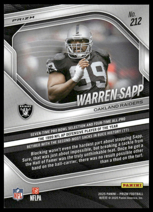 Warren Sapp 2025 Panini Prizm #212 Red White and Blue