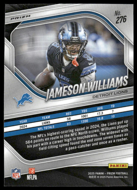 Jameson Williams 2025 Panini Prizm #276 Silver