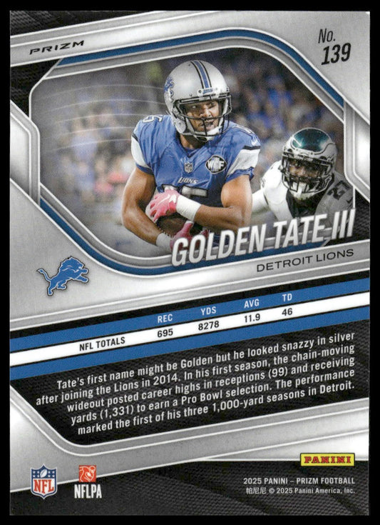 Golden Tate III 2025 Panini Prizm #139 Red White and Blue