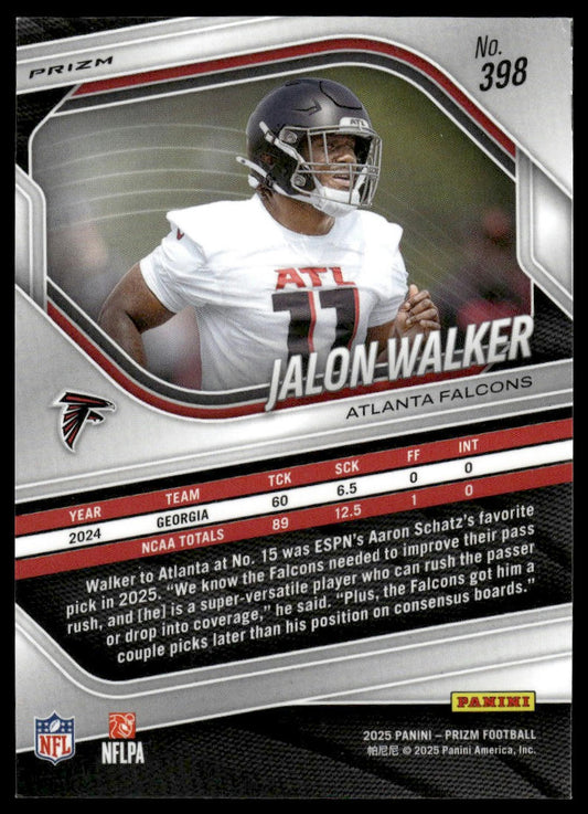 Jalon Walker 2025 Panini Prizm #398 Super Bowl LX