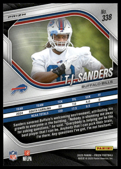 T.J. Sanders 2025 Panini Prizm #338 Hyper