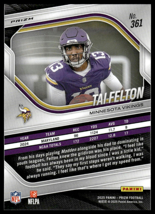 Tai Felton 2025 Panini Prizm #361 Orange