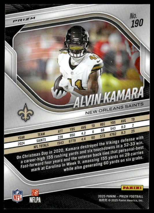 Alvin Kamara 2025 Panini Prizm #190 Silver
