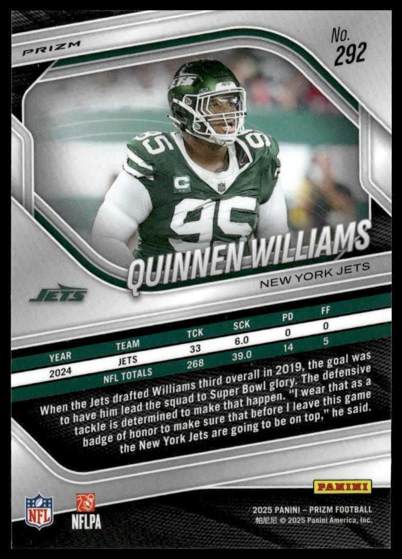 Quinnen Williams 2025 Panini Prizm #292 Hyper