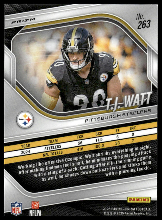 T.J. Watt 2025 Panini Prizm #263 Red White and Blue