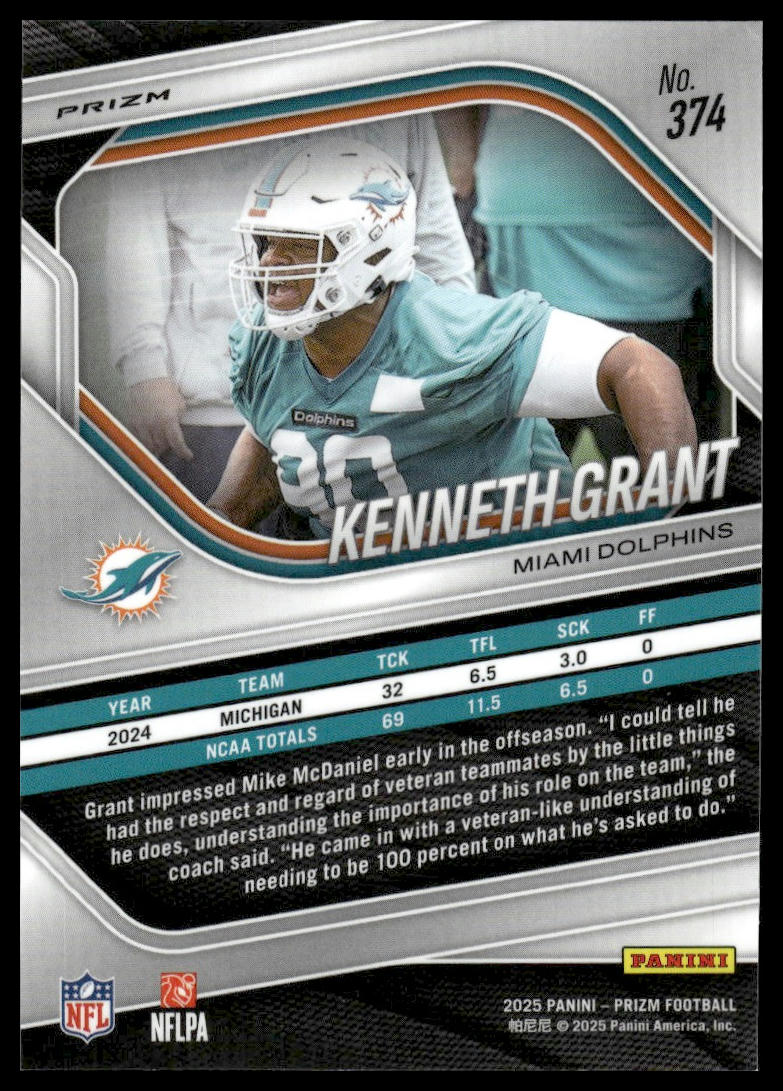 Kenneth Grant 2025 Panini Prizm #374 Orange