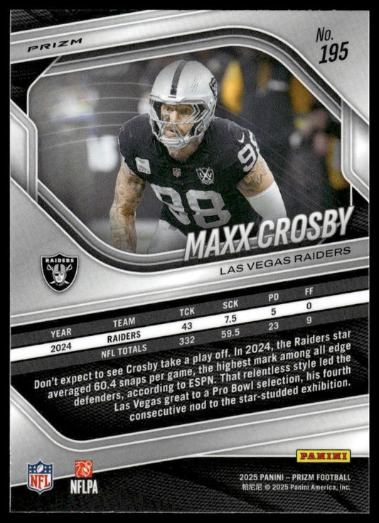 Maxx Crosby 2025 Panini Prizm #195 Red White and Blue