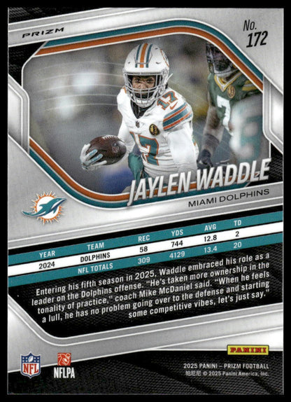 Jaylen Waddle 2025 Panini Prizm #172 Neon Green Pulsar
