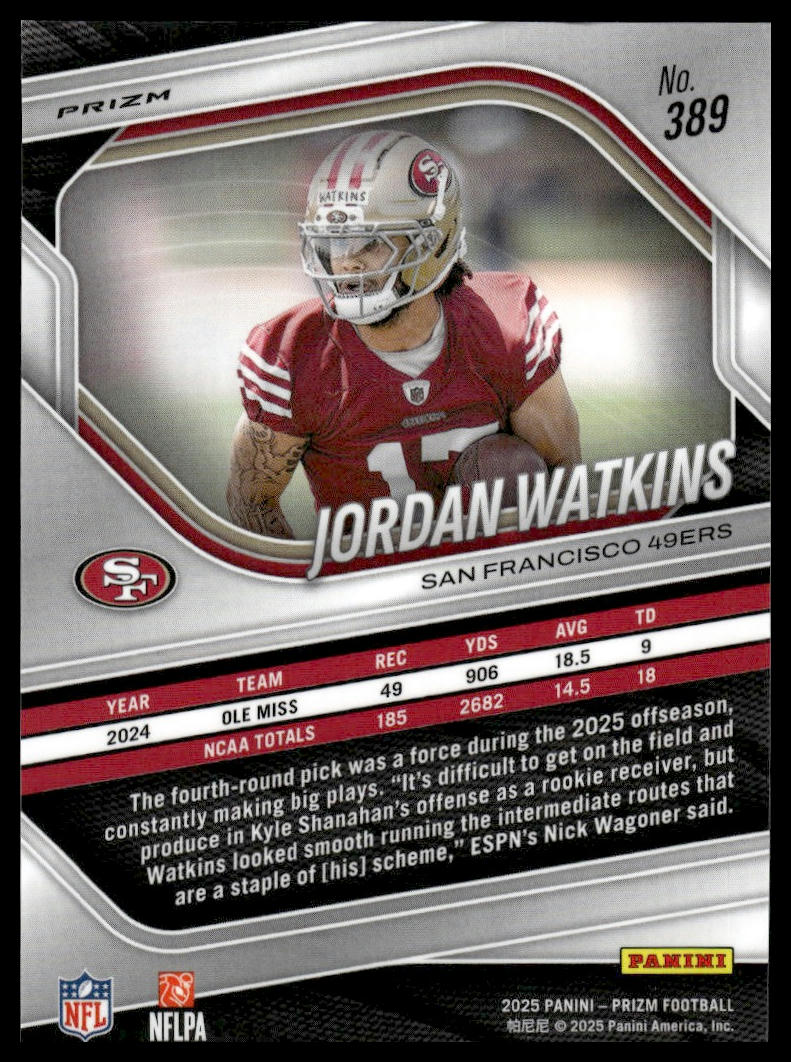 Jordan Watkins 2025 Panini Prizm #389 Pink